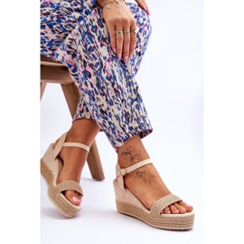Sandales compensées classiques pour femmes Beige Malmo brun 4