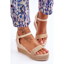 Sandales compensées classiques pour femmes Beige Malmo brun 5