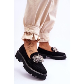 FB2 Mocassins à plateforme ornés pour femmes Noir Brenda 2