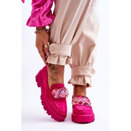 FB2 Mocassins Plateforme Ornés Femme Fuchsia Brenda rose 1