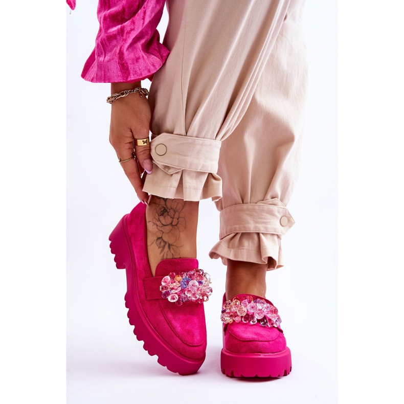 FB2 Mocassins Plateforme Ornés Femme Fuchsia Brenda rose 1 FB2 Mocassins Plateforme Ornés Femme Fuchsia Brenda rose 1