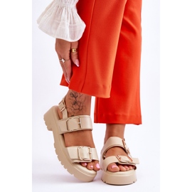 FB2 Sandales Confortables Cuir Beige Alayah brun 1