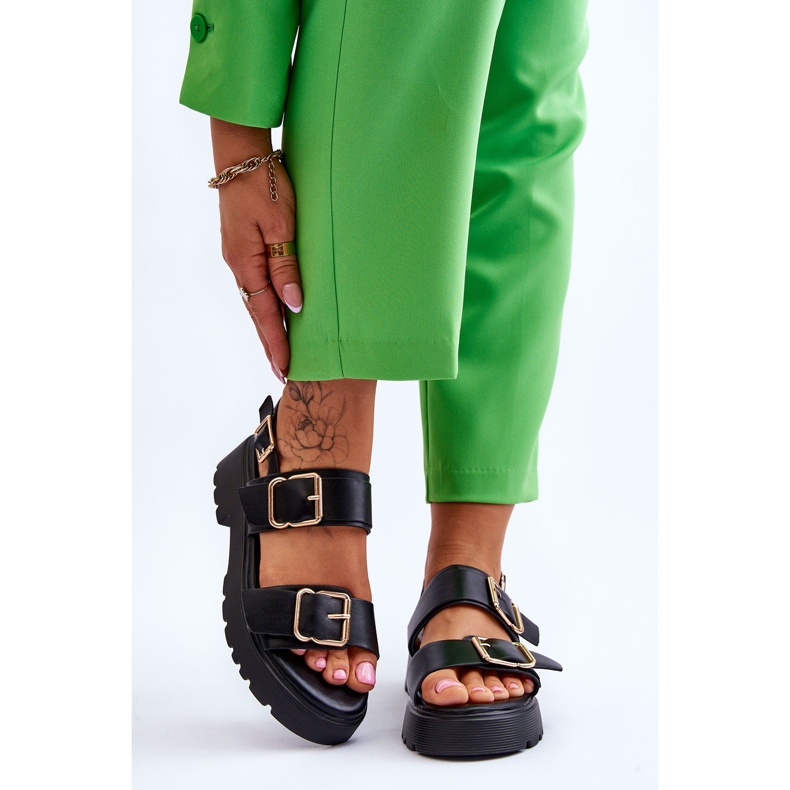 FB2 Sandales Confortables en Cuir Noir Alayah le noir 1