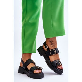 FB2 Sandales Confortables en Cuir Noir Alayah 2