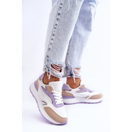 Chaussures de sport à plateforme pour femmes Blanc-Violet Henley 1