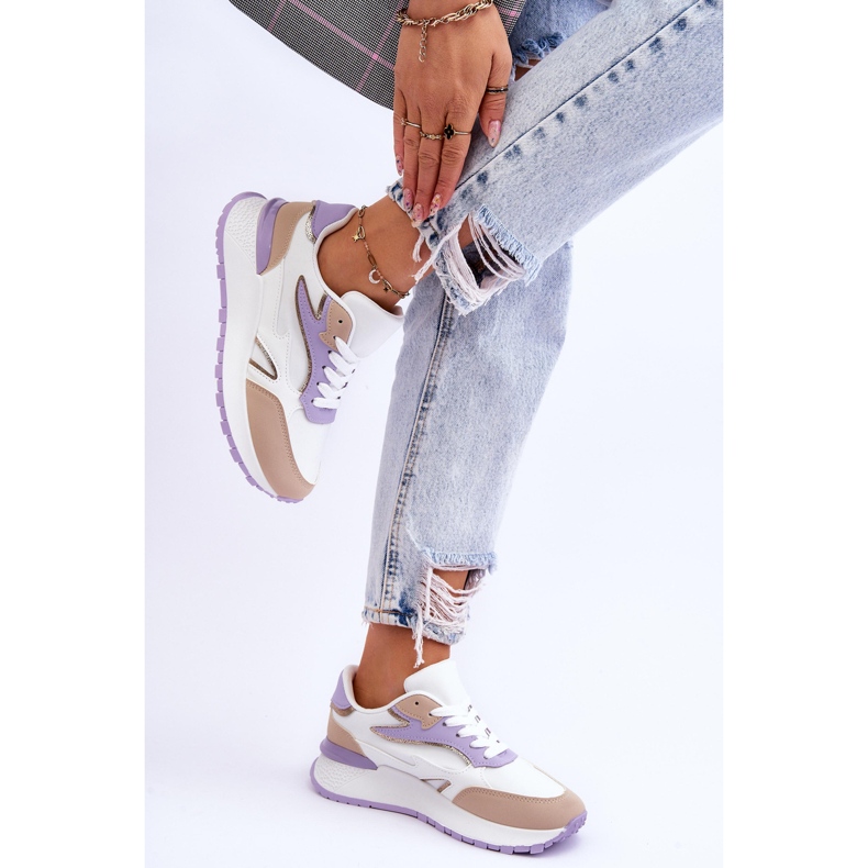 Chaussures de sport à plateforme pour femmes Blanc-Violet Henley blanche 2 Chaussures de sport à plateforme pour femmes Blanc-Violet Henley blanche 2