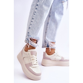Bexley Baskets Hautes Plateforme Femme Beige Clair 2