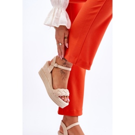 FB2 Sandales Compensées Classiques en Daim Beige Denisse brun 4