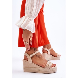 FB2 Sandales Compensées Classiques en Daim Beige Denisse brun 3