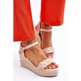 FB2 Sandales Compensées Classiques en Daim Beige Denisse brun 5