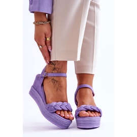 Sandales Compensées Classiques en Daim Violet Denisse 1