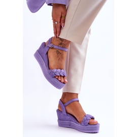 Sandales Compensées Classiques en Daim Violet Denisse 3