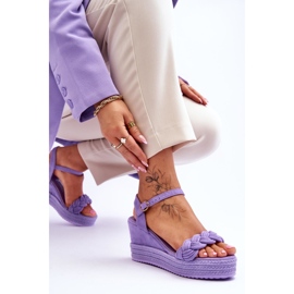 Sandales Compensées Classiques en Daim Violet Denisse 6