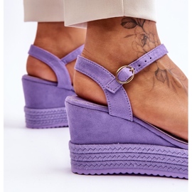 Sandales Compensées Classiques en Daim Violet Denisse 5