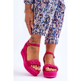 FB2 Sandales compensées classiques en daim fuchsia denisse rose 1