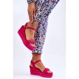 FB2 Sandales compensées classiques en daim fuchsia denisse rose 4