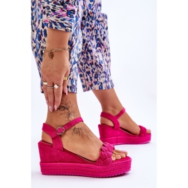 FB2 Sandales compensées classiques en daim fuchsia denisse rose 3