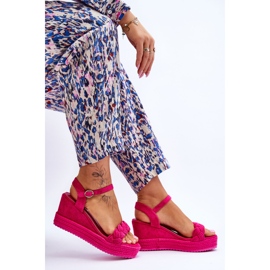 FB2 Sandales compensées classiques en daim fuchsia denisse rose 5