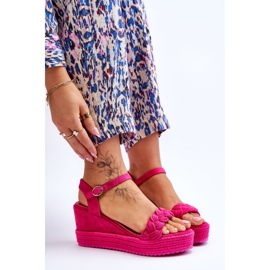 FB2 Sandales compensées classiques en daim fuchsia denisse rose 6