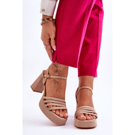 Sandales à plateforme en daim pour femmes Beige Verda brun 1
