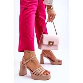 Sandales à plateforme en daim pour femmes Beige Verda brun 2