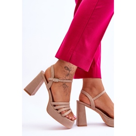 Sandales à plateforme en daim pour femmes Beige Verda brun 3