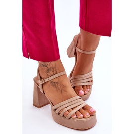 Sandales à plateforme en daim pour femmes Beige Verda brun 5