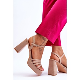 Sandales à plateforme en daim pour femmes Beige Verda brun 6