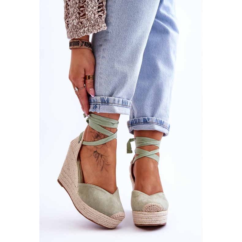 Sandales compensées à lacets pour femmes Bethany Green vert 1