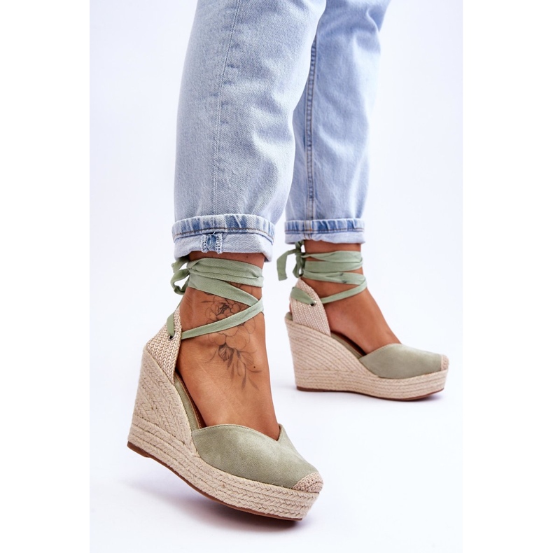 Sandales compensées à lacets pour femmes Bethany Green vert 2