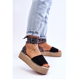 Sandales Compensées en Daim Noir Livia le noir 2