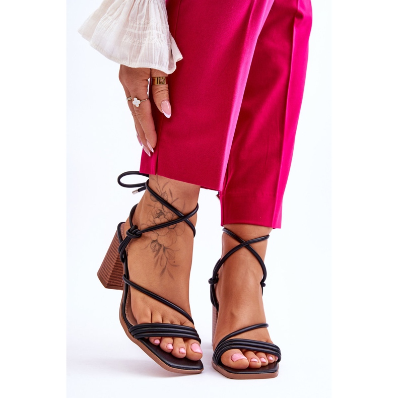 Sandales à talons en cuir pour femmes Noir Seyna le noir 1