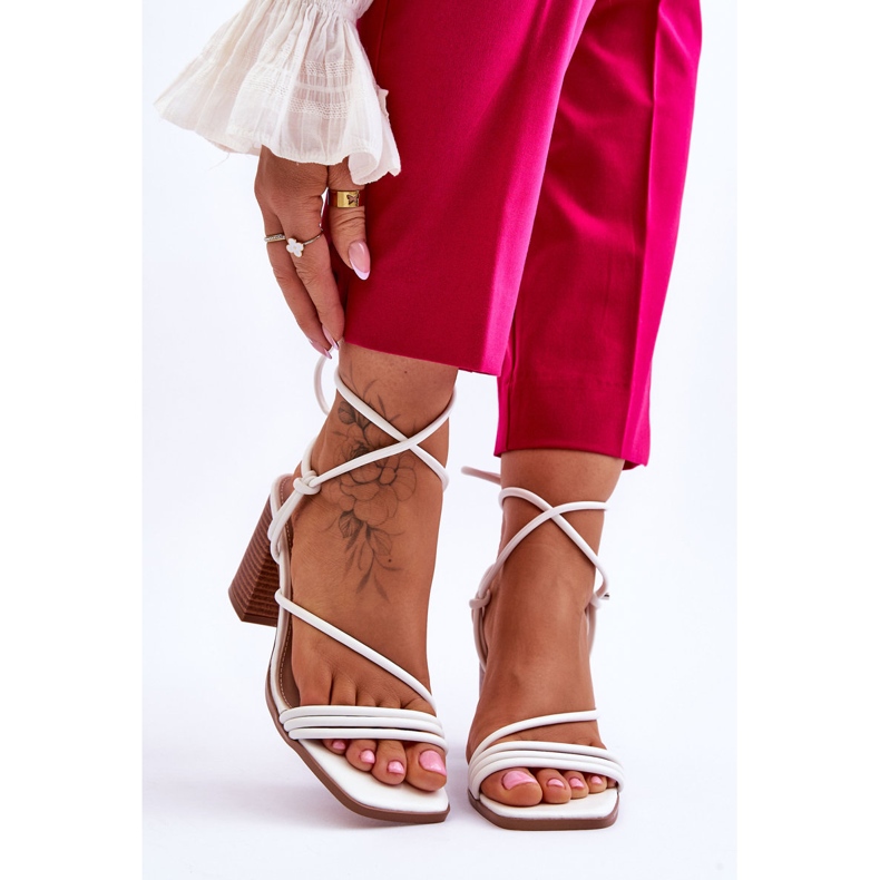 Sandales à talon en cuir pour femmes Blanc Seyna 1