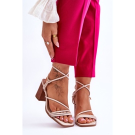 FJ1 Sandales à Talons pour Femme en Cuir Beige Seyna brun 1