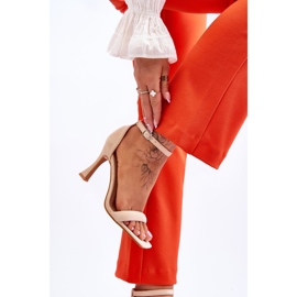 Sandales à Talons pour Femme en Daim Beige Rousses brun 3