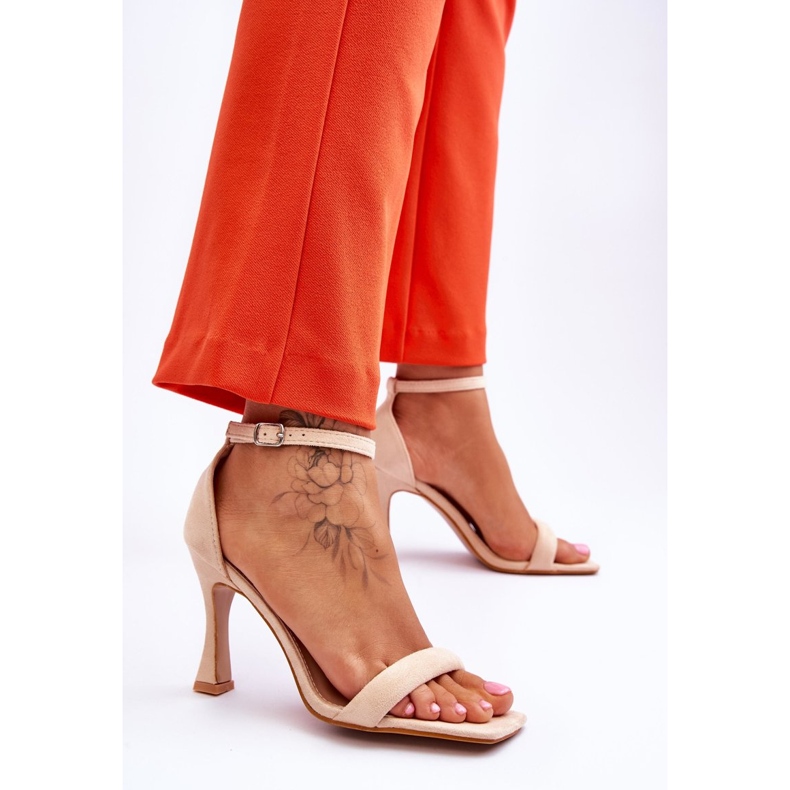 Sandales à Talons pour Femme en Daim Beige Rousses brun 2