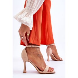 Sandales à Talons pour Femme en Daim Beige Rousses brun 4