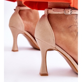 Sandales à Talons pour Femme en Daim Beige Rousses brun 5