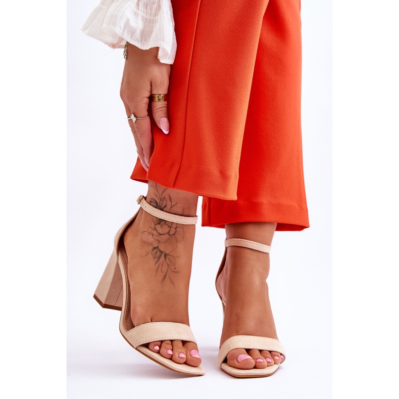 Sandales à Talon Stable pour Femme Beige Lavissa brun 1 Sandales à Talon Stable pour Femme Beige Lavissa brun 1