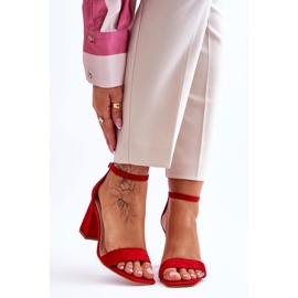 FJ1 Sandales pour femmes à talon stable Rouge Lavissa 1