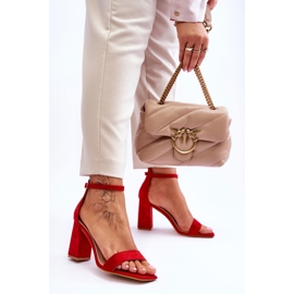 FJ1 Sandales pour femmes à talon stable Rouge Lavissa 2 FJ1 Sandales pour femmes à talon stable Rouge Lavissa 2