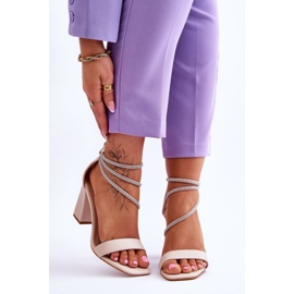 FJ1 Sandales Tendance Avec Zircon Beige Carma brun 1