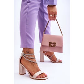 FJ1 Sandales Tendance Avec Zircon Beige Carma brun 2