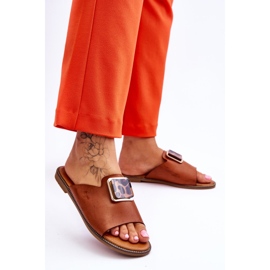 FJ1 Chaussons Femme Avec Elément Décoratif Camel Leonia brun 3