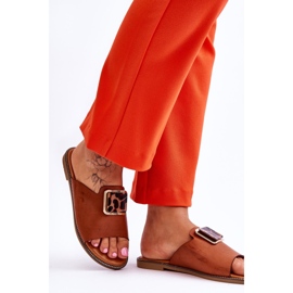 FJ1 Chaussons Femme Avec Elément Décoratif Camel Leonia brun 5