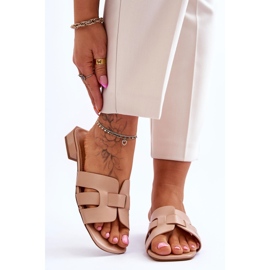 FJ1 Chaussons Classiques en Cuir pour Femme Beige Fendy 1 FJ1 Chaussons Classiques en Cuir pour Femme Beige Fendy 1