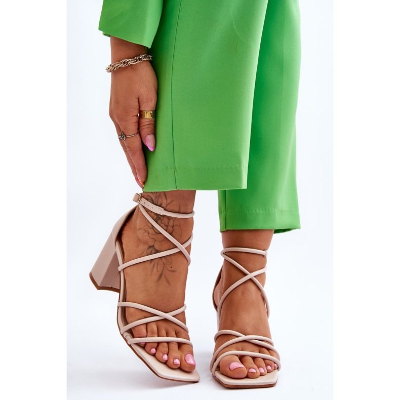 FJ1 Sandales en cuir à la mode pour femmes Beige Primma High Heels brun 1