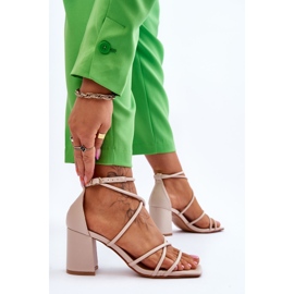 FJ1 Sandales en cuir à la mode pour femmes Beige Primma High Heels brun 4