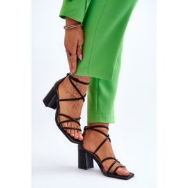 Sandales à talons en cuir à la mode pour femmes Noir Primma le noir 4