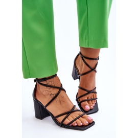 Sandales à talons en cuir à la mode pour femmes Noir Primma le noir 6